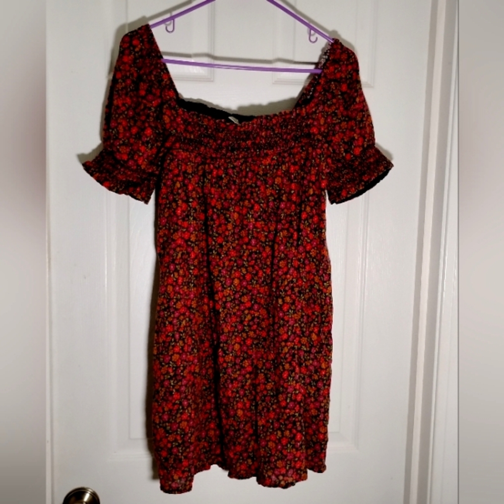 American Eagle Outfitters Red Floral Mini Dress